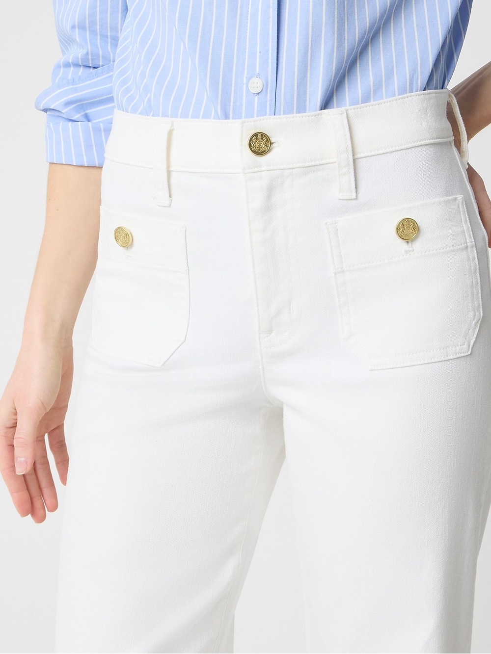 J Crew Fac NWT Slim Wide Leg Sailor Jeans Size 32 All Day Stretch Seashell White - Picture 2 of 14